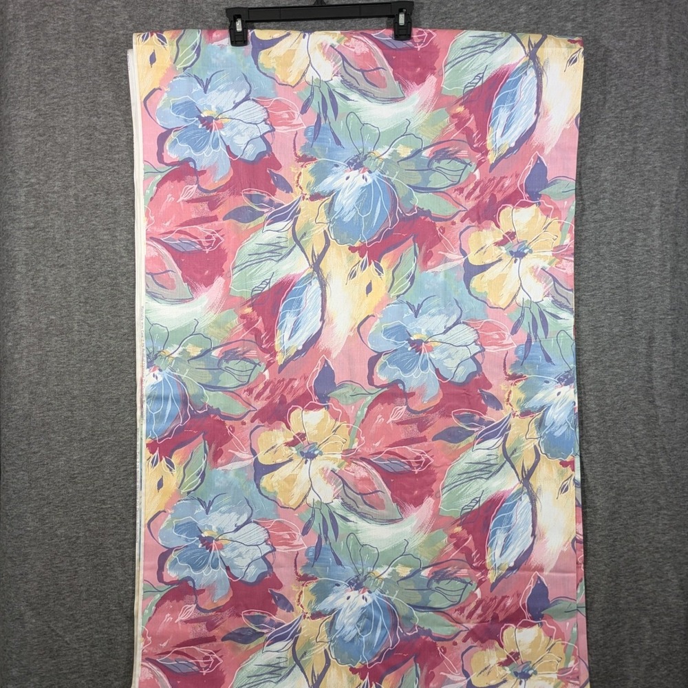 Vintage Western Textile Floral Fabric 4+ Yards 56" W Screen Print Upholstery MCM